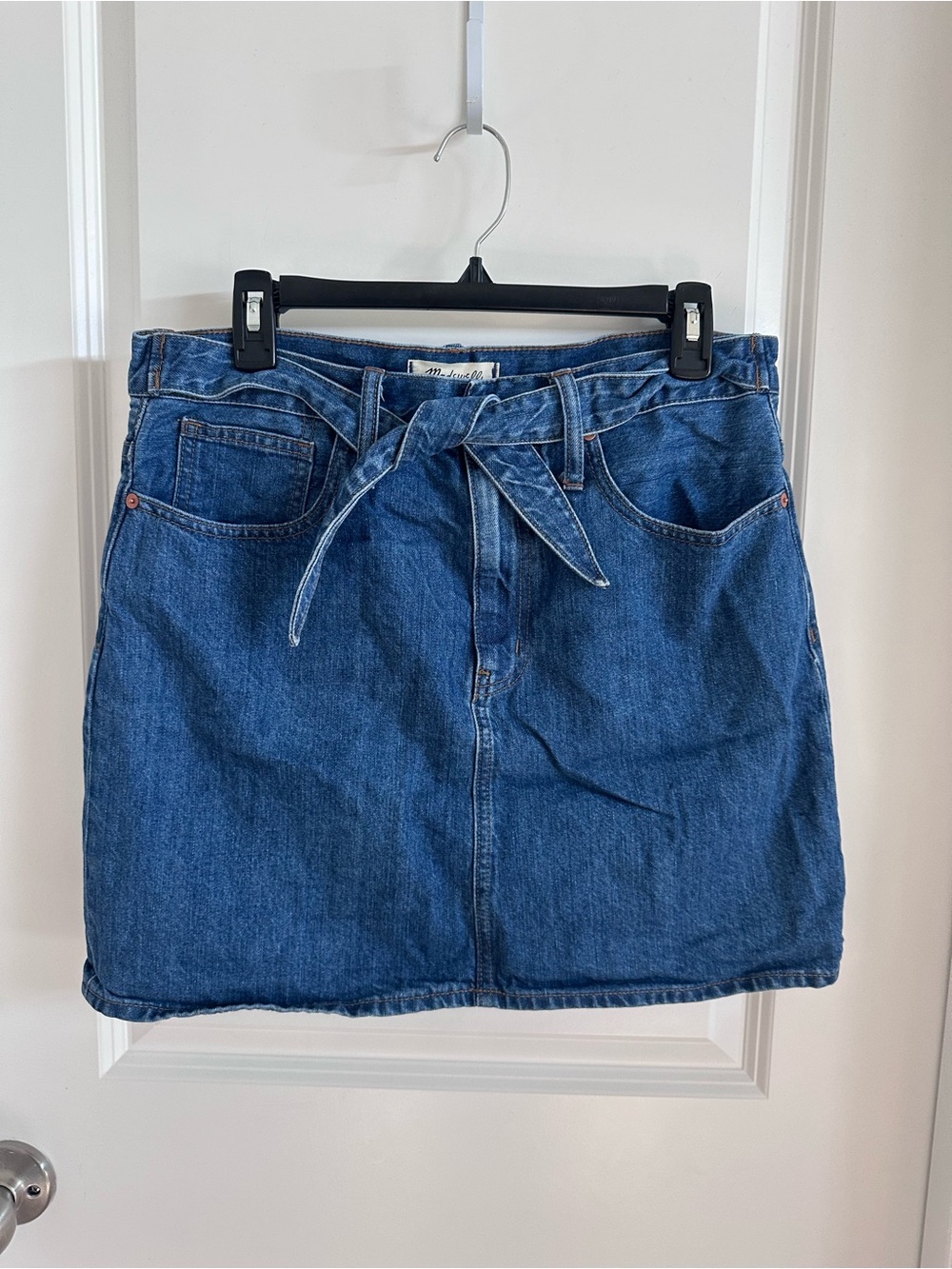 Madewell Blue Denim Tie-Front Mini Skirt